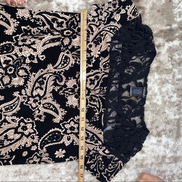 Stoosh dress black and white paisley print Lace trimmed square dress SZ Sm - Picture 7 of 8